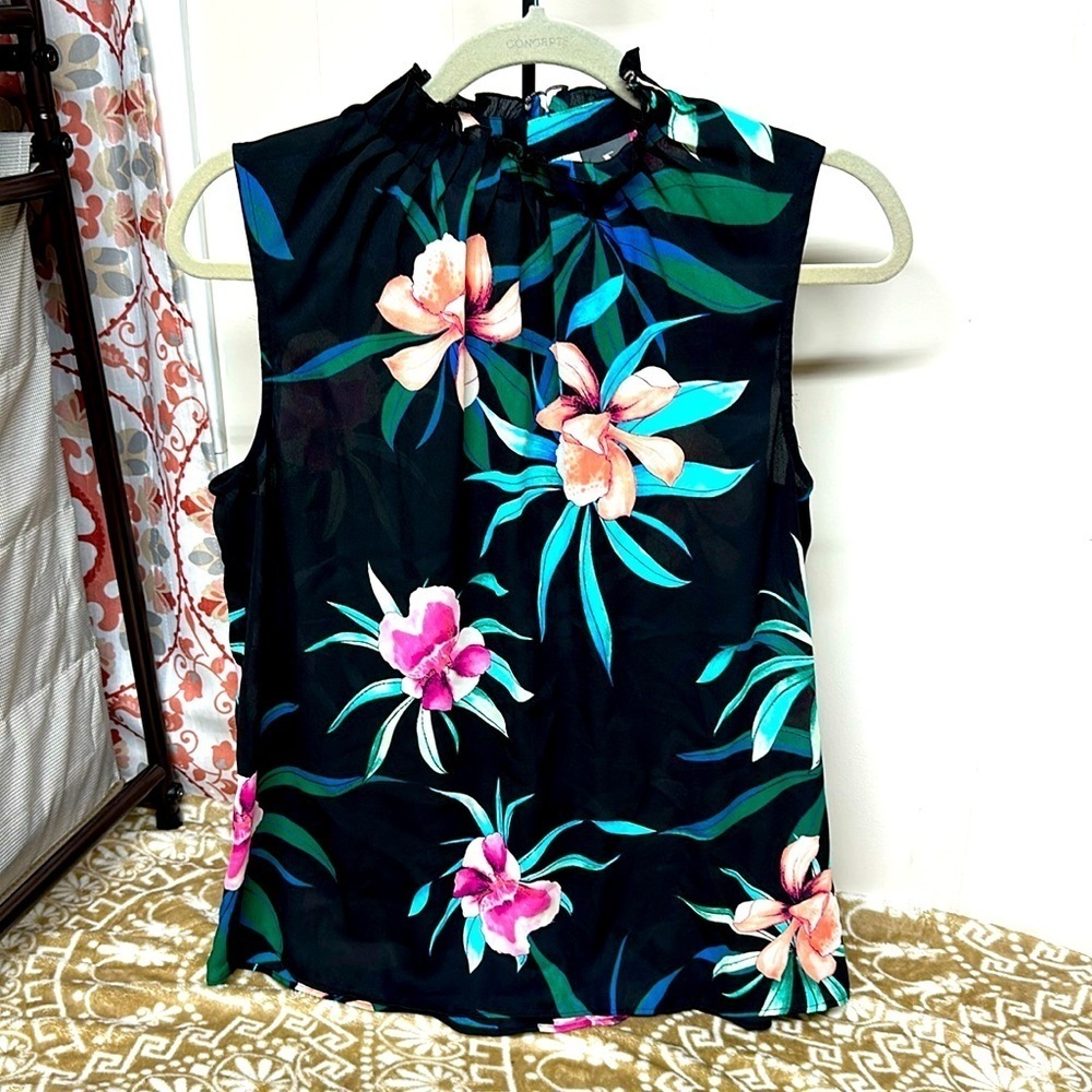 Worthington Semi Sheer Sleeveless Blouse Sz S